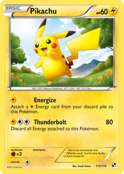 Pikachu, Black & White #115, Pokémon TCG card