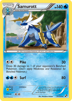 Samurott, Black & White #31, Pokémon TCG card