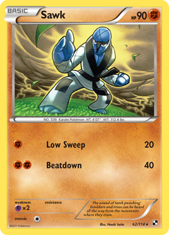 Sawk, Black & White #62, Pokémon TCG card