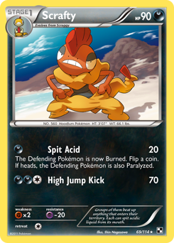 Scrafty, Black & White #69, Pokémon TCG card