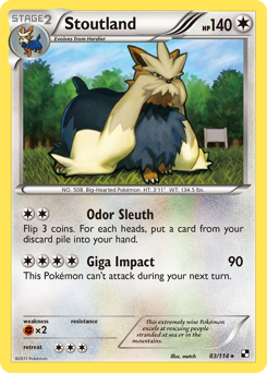 Stoutland, Black & White #83, Pokémon TCG card
