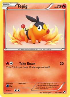 Tepig, Black & White #16, Pokémon TCG card