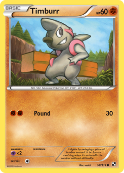Timburr, Black & White #58, Pokémon TCG card