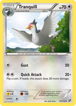 Tranquill, Black & White #85, Pokémon TCG card