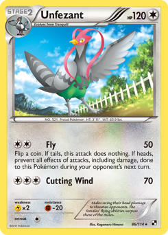 Unfezant, Black & White #86, Pokémon TCG card