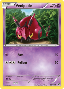 Venipede, Black & White #52, Pokémon TCG card