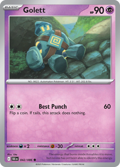 Golett, Black Bolt #42, Pokémon TCG card