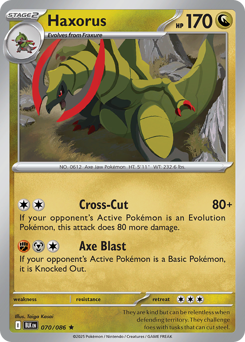 Haxorus, Black Bolt #70, Pokémon TCG card