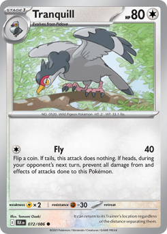 Tranquill, Black Bolt #72, Pokémon TCG card