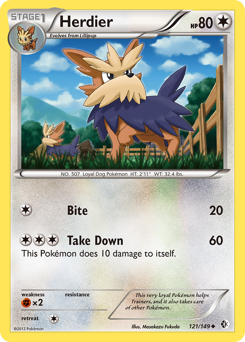 Herdier, Boundaries Crossed #121, Pokémon TCG card