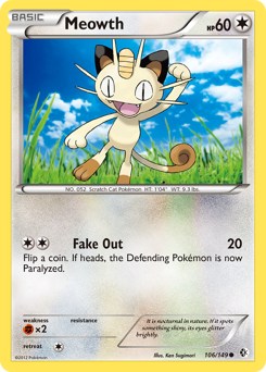 Meowth, Boundaries Crossed #106, Pokémon TCG card