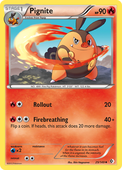 Pignite, Boundaries Crossed #25, Pokémon TCG card