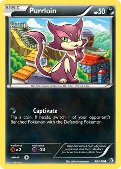 Purrloin, Boundaries Crossed #90, Pokémon TCG card