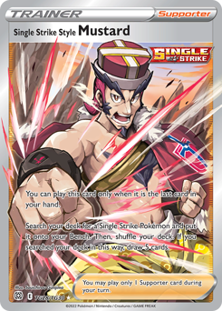 Single Strike Style Mustard, Brilliant Stars Trainer Gallery #TG28, Pokémon TCG card