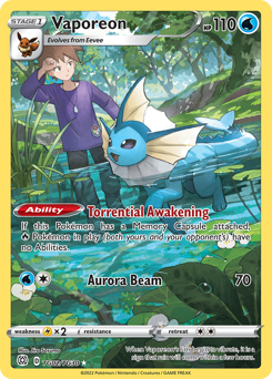 Vaporeon, Brilliant Stars Trainer Gallery #TG02, Pokémon TCG card
