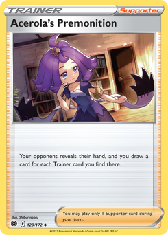 Acerola's Premonition, Brilliant Stars #129, Pokémon TCG card