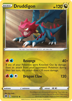Druddigon, Brilliant Stars #113, Pokémon TCG card