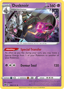 Dusknoir, Brilliant Stars #62, Pokémon TCG card