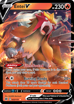 Entei V, Brilliant Stars #22, Pokémon TCG card