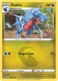 Gabite, Brilliant Stars #108, Pokémon TCG card