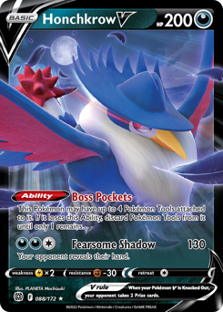 Honchkrow V, Brilliant Stars #88, Pokémon TCG card