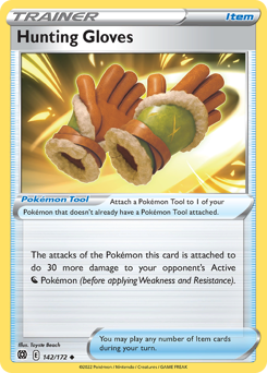 Hunting Gloves, Brilliant Stars #142, Pokémon TCG card