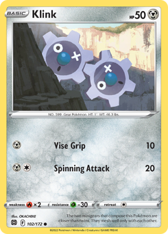 Klink, Brilliant Stars #102, Pokémon TCG card