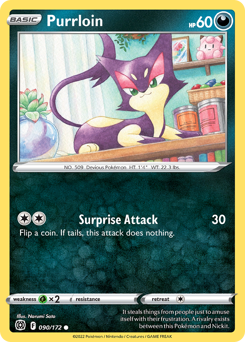 Purrloin, Brilliant Stars #90, Pokémon TCG card