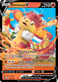 Simisear V, Brilliant Stars #27, Pokémon TCG card