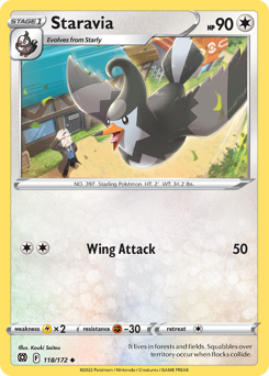 Staravia, Brilliant Stars #118, Pokémon TCG card