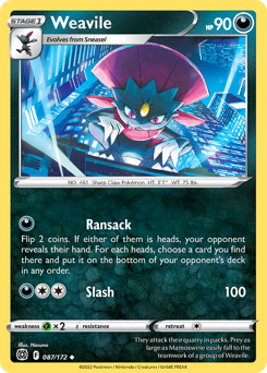 Weavile, Brilliant Stars #87, Pokémon TCG card