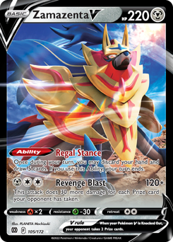 Zamazenta V, Brilliant Stars #105, Pokémon TCG card