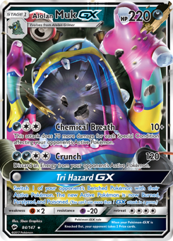 Alolan Muk-GX, Burning Shadows #84, Pokémon TCG card