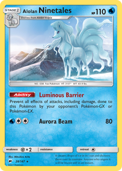 Alolan Ninetales, Burning Shadows #28, Pokémon TCG card