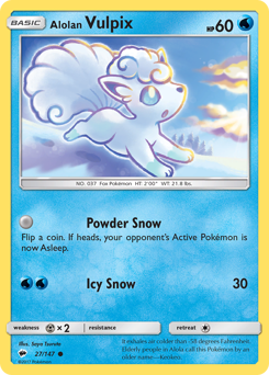 Alolan Vulpix, Burning Shadows #27, Pokémon TCG card