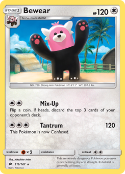 Bewear, Burning Shadows #111, Pokémon TCG card