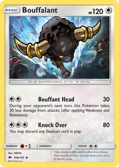 Bouffalant, Burning Shadows #108, Pokémon TCG card