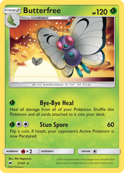 Butterfree, Burning Shadows #3, Pokémon TCG card