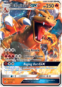 Charizard-GX, Burning Shadows #20, Pokémon TCG card