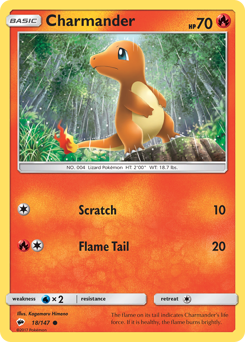 Charmander, Burning Shadows #18, Pokémon TCG card