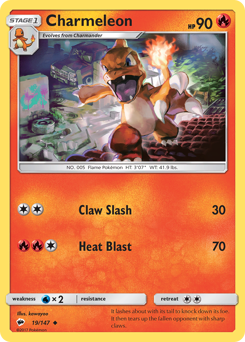 Charmeleon, Burning Shadows #19, Pokémon TCG card
