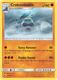 Crabominable, Burning Shadows #74, Pokémon TCG card