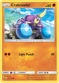 Crabrawler, Burning Shadows #73, Pokémon TCG card