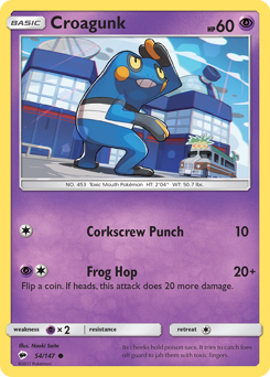 Croagunk, Burning Shadows #54, Pokémon TCG card