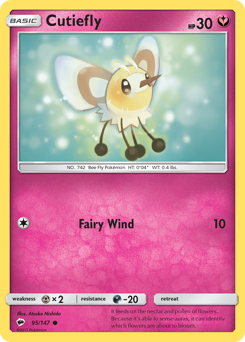 Cutiefly, Burning Shadows #95, Pokémon TCG card