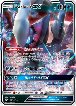 Darkrai-GX, Burning Shadows #88, Pokémon TCG card