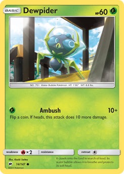 Dewpider, Burning Shadows #14, Pokémon TCG card