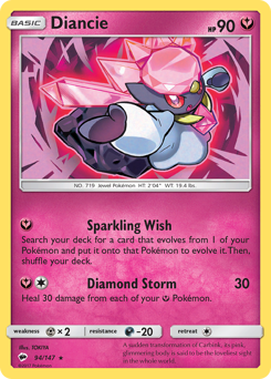 Diancie, Burning Shadows #94, Pokémon TCG card