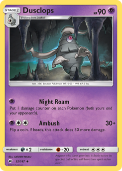 Dusclops, Burning Shadows #52, Pokémon TCG card