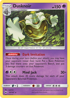 Dusknoir, Burning Shadows #53, Pokémon TCG card